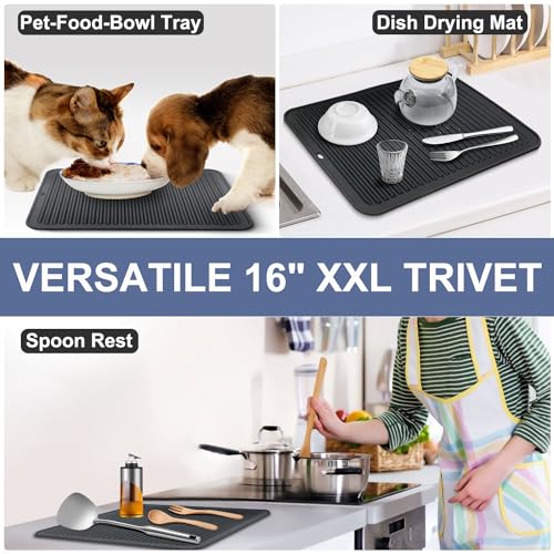 XXL Silicone Trivet 16 Inch and Trivets Mats 12 Inch (3 Count)
