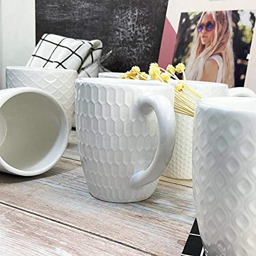12 OZ White Ceramic Coffee Mugs Set of 6 (6 Count)