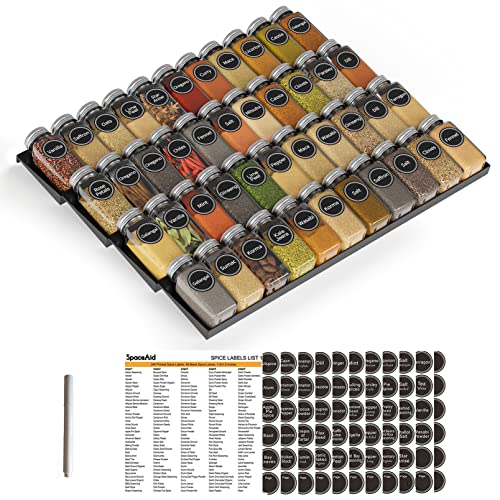 Spice Drawer Organizer with 44 Spice Jars