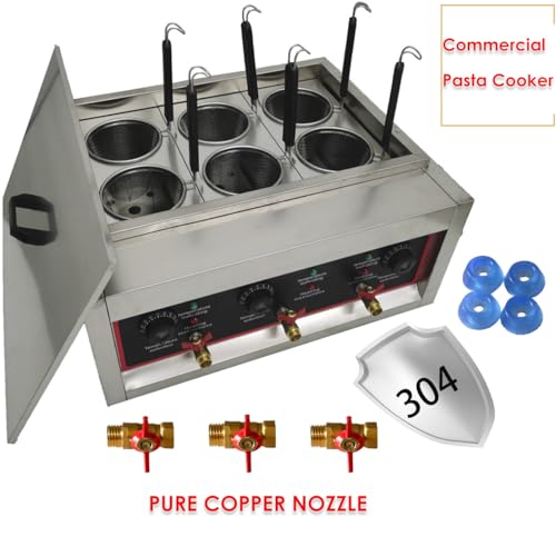 220V Commercial Pasta Cooker with 6 Noodle Filter Electric Pasta Cooking Machine Multifunctional Pasta Warmer Noodles Cooker 6KW for Cooking Dumplings NoodlesVegetables 30 (6 Count)