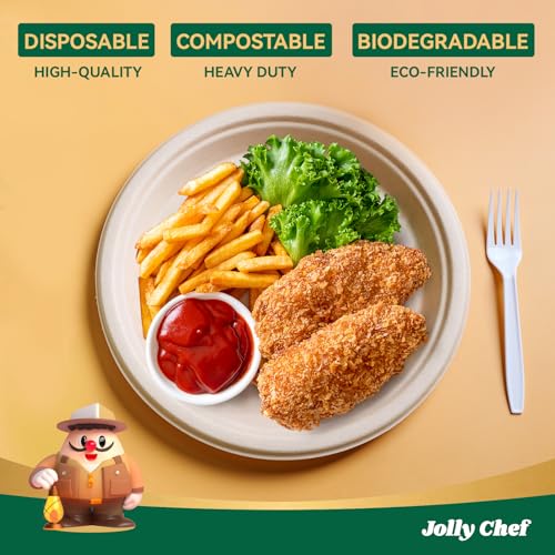 Compostable Heavy Duty Plates 𝟭𝟬 𝗜𝗻𝗰𝗵 [𝟯𝟬𝟬 𝗣𝗮𝗰𝗸] Eco (300 Count)