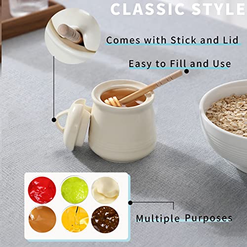 Ceramic Honey pot with Lid and Honey Dipper