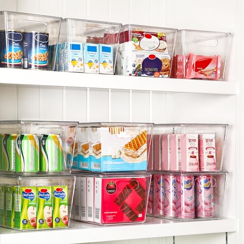 12 Pack Clear Stackable Storage Bins with Lids and Handles (12 Count)