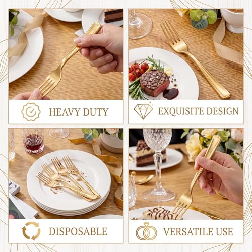 100 Pcs Gold Plastic Forks (100 Count)