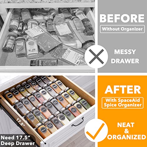 Spice Drawer Organizer with 32 Spice Jars