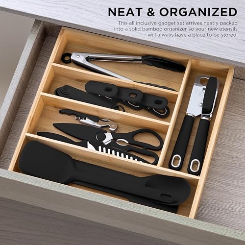 Bamboo Kitchen Utensil Set with Drawer Organizer