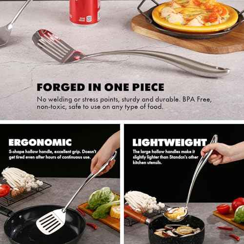 18 10 Stainless Steel Kitchen Utensils Set with Holder for Countertop (12 Count)