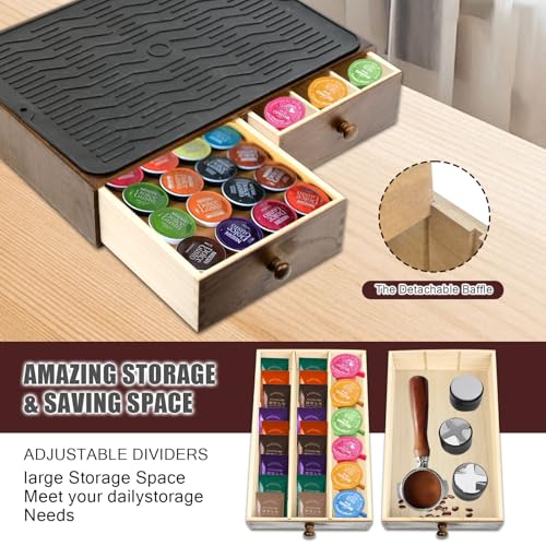 Coffee Pod Holder Storage Wooden Organizer for Countertop