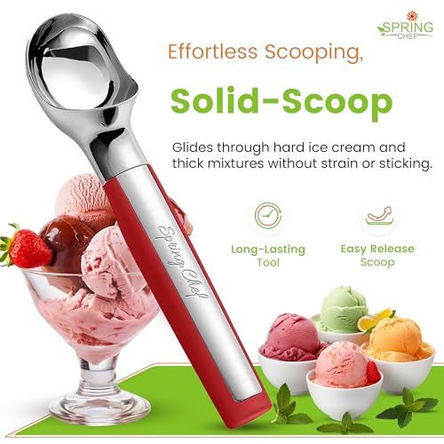Heavy Duty Metal Ice Cream Scoop with Soft Grip Handle