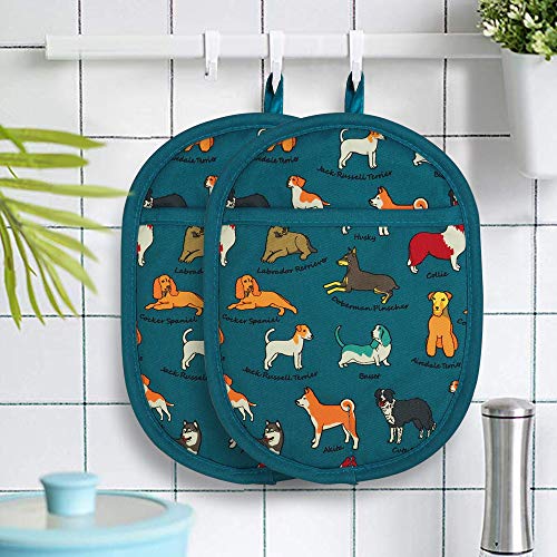 Pot Holders with Transparent Clear Silicone Shell and Nice Dog Flower (2 Count)
