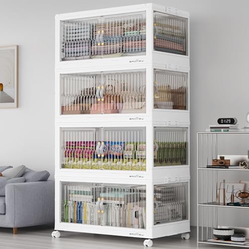 120Gal Stackable Storage Bins with Lids Foldable Boxes (4 Count)