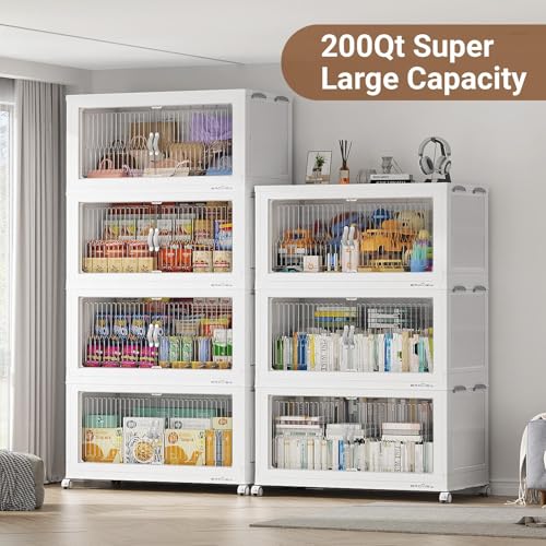 800Qt Extra Large Stackable Storage Bins with Lids (4 Count)