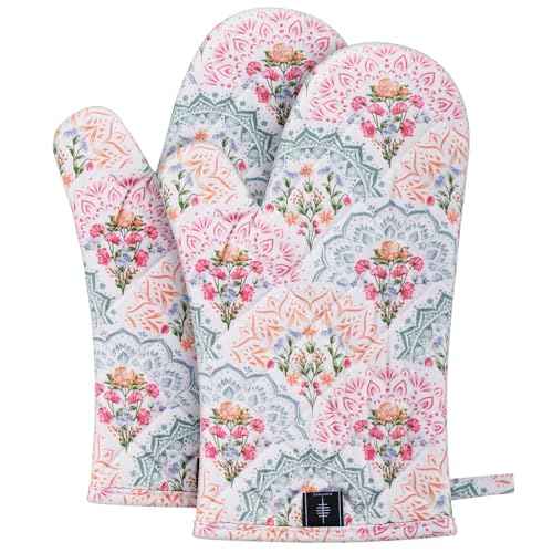 Oven Mitt Extra Long Cotton Cooking Kitchen Mitts with Non (2 Count)