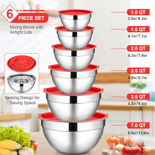 6 Pack Mixing Bowls Sets (6 Count)