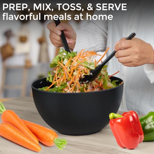 10" Large Salad Serving Bowl with Utensils in Lid