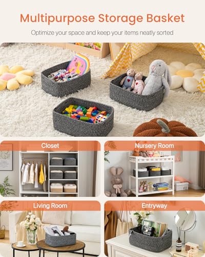 Small Woven Storage Basket for Organizing (3 Count)