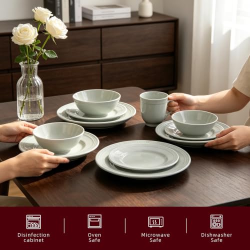 HomeVSS 20 Piece Pearl Dots Stoneware Dinnerware Set