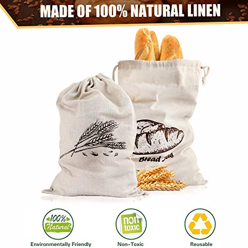 4 Pcs Linen Bread Bags for Homemade Bread Container (4 Count)