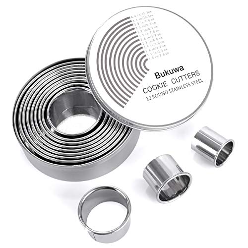 12 Pcs Round Cookie Biscuit Cutter Set (12 Count)