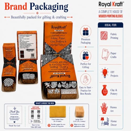 Assorted Wooden Block Printing Stamps (10 Count)