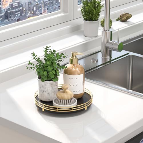 9 Inch Oak Lazy Susan Vanity Tray