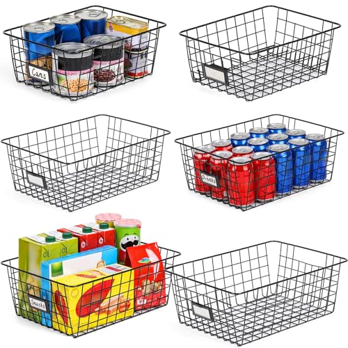 6 Pack Wire Baskets for Pantry Organization and Storage (6 Count)