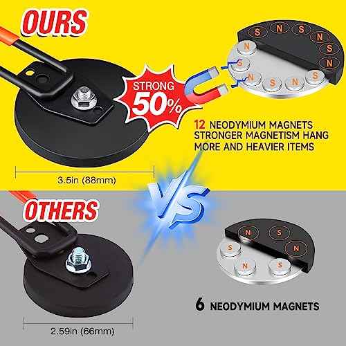 4Pcs Large Strong Magnetic Hooks for Hanging Heavy Duty (4 Count)