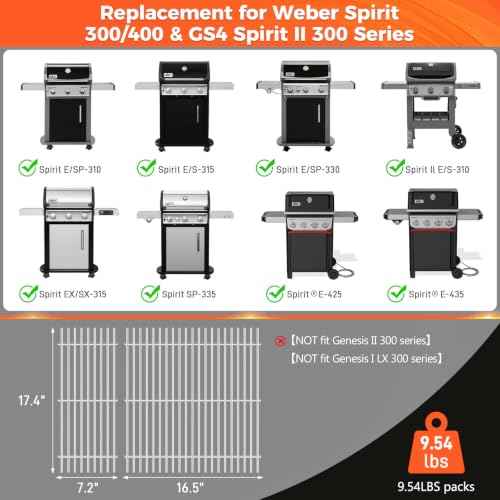 17.5" Grill Grates for Weber Spirit 300
