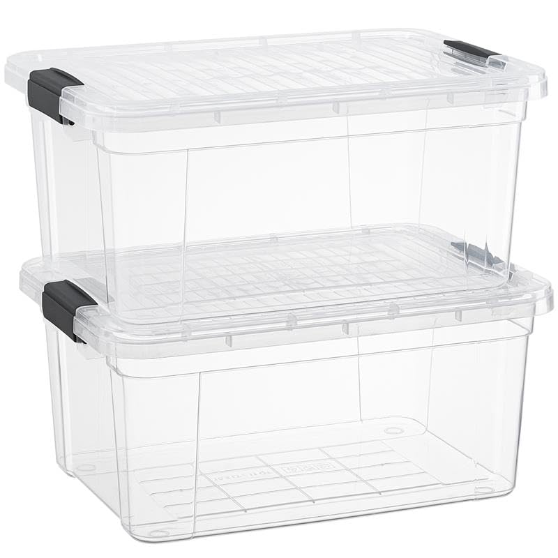 21 Quart Clear Plastic Storage Boxes with Lids (2 Count)