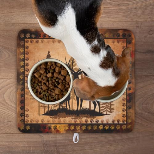 Forest Deer Dish Drying Mat Wildlife Animal Dishes Pad 16"x18" Microfiber Absorbent Fast Dry Drainer Rack Mats for Kitchen Countertop Decor