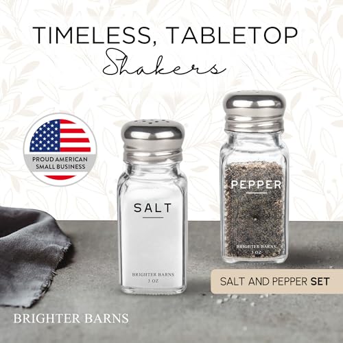 Glass Salt and Pepper Shakers Set by Brighter Barns (2 Count)