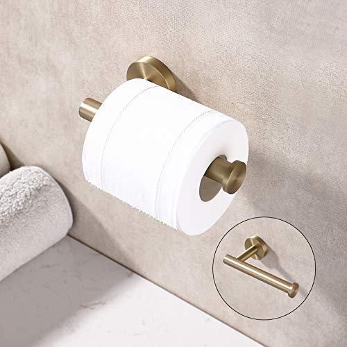 Toilet Paper Holder SUS304 Stainless Steel Round Size Brushed Gold 2 Pack (2 Count)