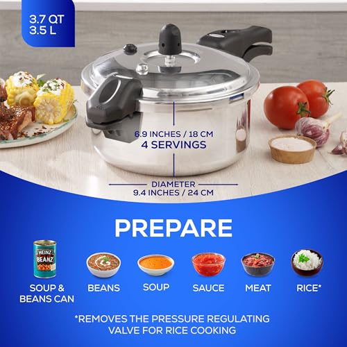 3.7 Quart / 3 Liter) Olla de Presion, Aluminum Pressure Pot with 6 Safety Systems, 4-Serving Stovetop Cooker, Pressure Cooker made in Colombia, 25-Year Warranty