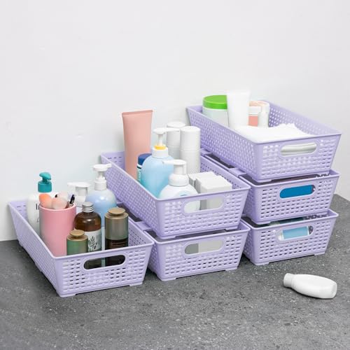 Stackable Woven Plastic Basket (6 Count)