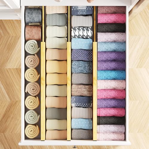 Bamboo Dresser Drawer Dividers 6 Pack (6 Count)