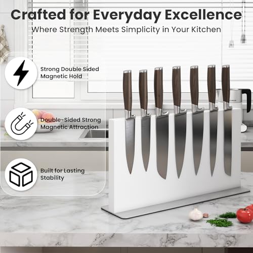 White Magnetic Knife Block Stainless Steel Magnetic Knife Holder