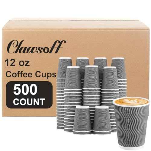 500 Pack 12 oz Coffee Cups Disposable Insulated Paper Cup Gray (500 Count)