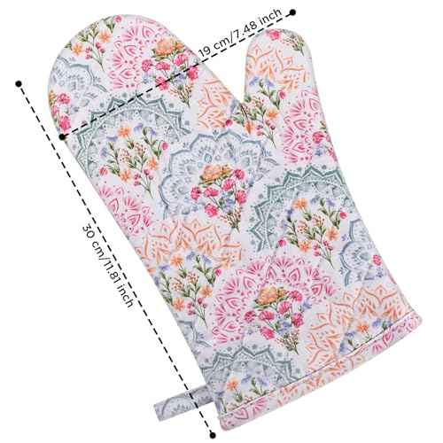 Oven Mitt Extra Long Cotton Cooking Kitchen Mitts with Non (2 Count)