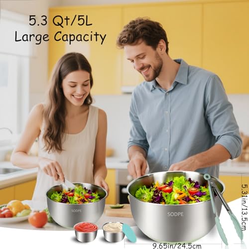 Stainless Steel Salad Spinner Large with 5 Blades Slicer