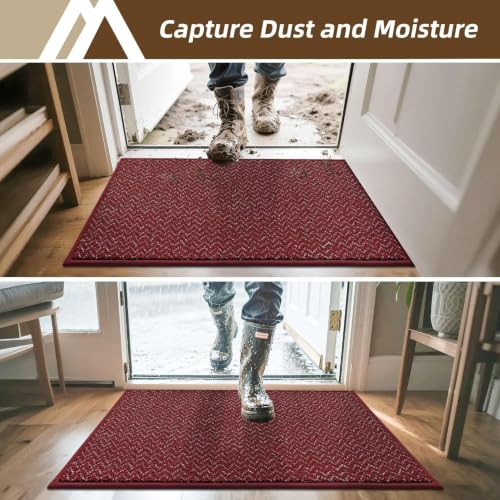 Dirt Trapper Door Mat 20"x32" Non Slip Washable Red (640 sq in)