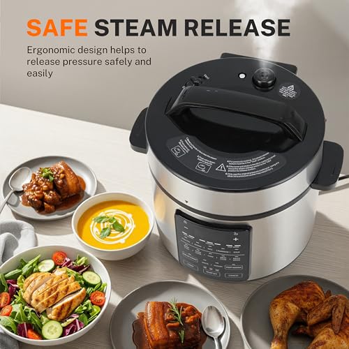 14-in-1 Electric Pressure Cooker - 6QT Stainless Steel Slow & Rice Cooker, Steamer, Sauté, Yogurt Maker, Multi-Cooker with Dishwasher-Safe & Non-Stick