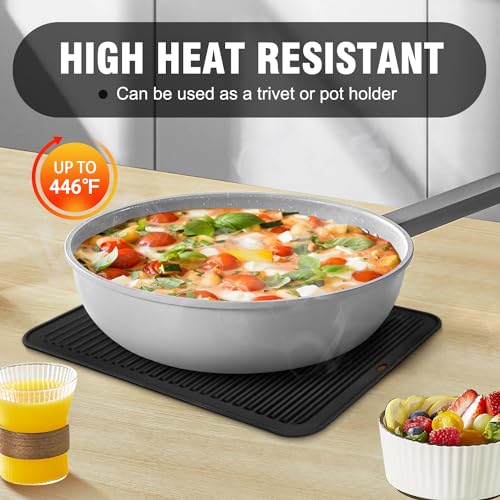 XXL Silicone Trivet 16 Inch and Trivets Mats 12 Inch (6 Count)