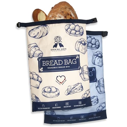 Bread Bags 2 Pack Reusable Zipper Bags Extra Large (2 Count)