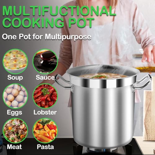 Stainless Steel 20 Quart Stockpot with Tempered Glass Lid