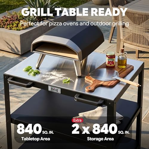 3 Shelf Pizza Oven Table with Lockable Wheels