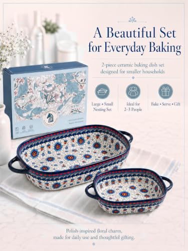 2 Piece Polish Pottery Style Ceramic Baking Dish Set (2 Count)