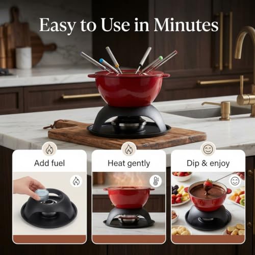 Cast Iron Cheese Fondue Pot Set