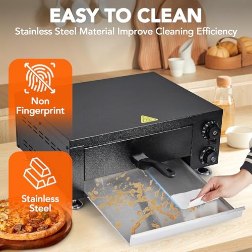 Commercial Electric Pizza Oven 12 in 1100W Sealed Stainless Steel Countertop Pizza Maker with Timer for Restaurant