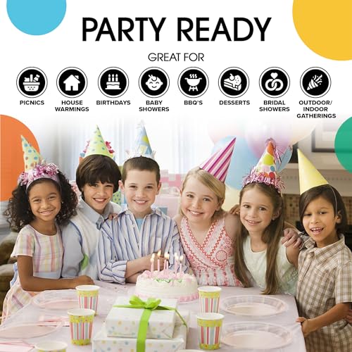 Exquisite Party Solids Sturdy Clear Plastic Plates 7" Cake Plates 100 Pcs (100 Count)