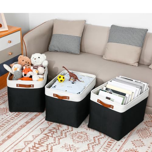 Large Storage Baskets Fabric Storage Bins (3 Count)
